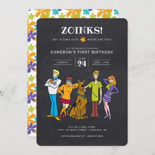 Convites Scooby-Doo e Gang Groovy Chalkboard Birthday