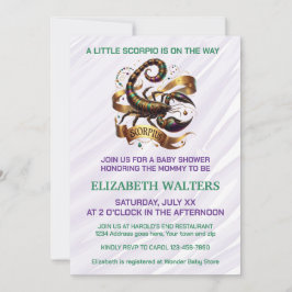 Convites Scorpio Zodiac Baby Shower Lavender and Green
