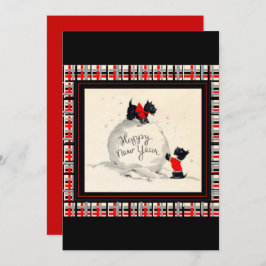 Convites Scottie Dog New Years Invitation flat card