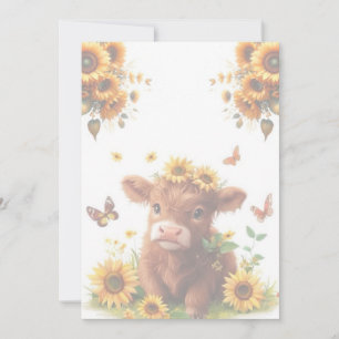 Convites Scottish Highland Calf e Sunflower
