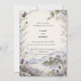 Convites Scottish Highland Castle Thistle Wedding