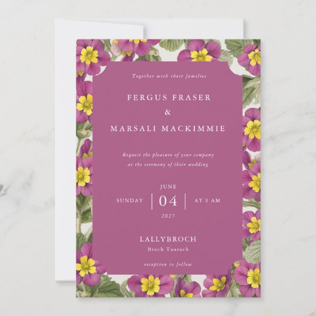 Convites Scottish Primrose Botanical Pattern Invitation (Frente)