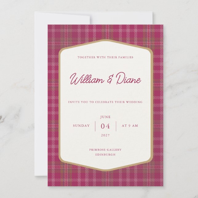 Convites Scottish Primrose Tartan Invitation (Frente)