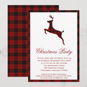 Convites Scottish Tartan Reindeer   Festa de Natal