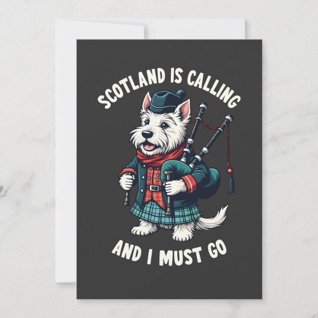 Convites Scottish Terrier Dog Scotland Está Chamando E Eu P (Frente)