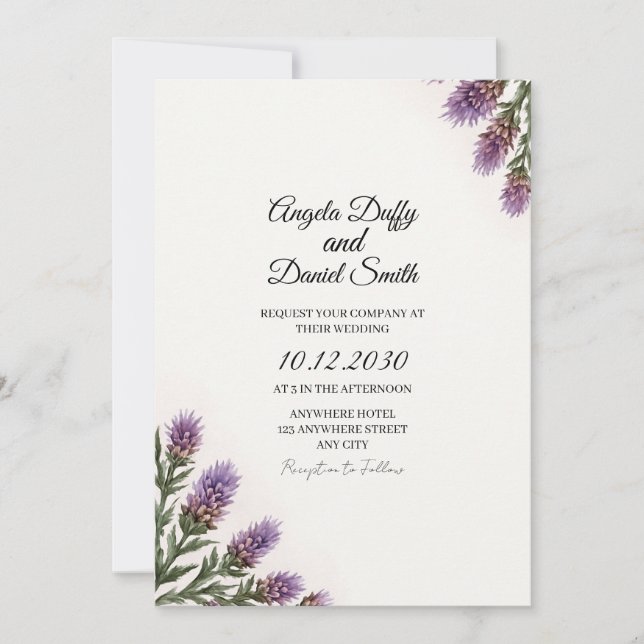 Convites Scottish Thistle Wedding Invitation (Frente)