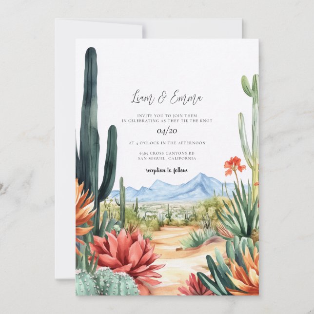 Convites Scottsdale Arizona Desert Wedding Invitation (Frente)