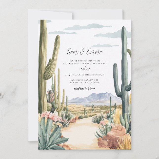 Convites Scottsdale Arizona Wedding Invitation (Frente)