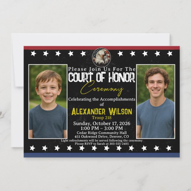 Convites Scout Achievement Ceremony Invitation with Photos (Frente)