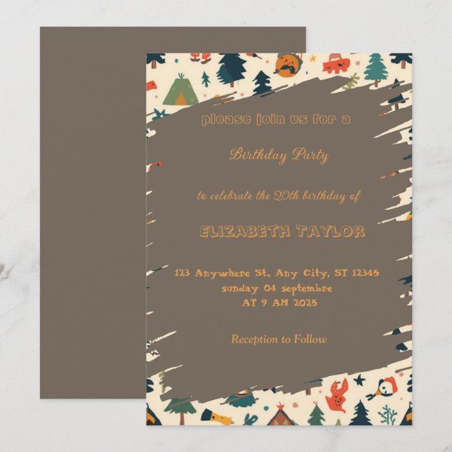 Convites scout Camping party birthday invitation (Frente/Verso)