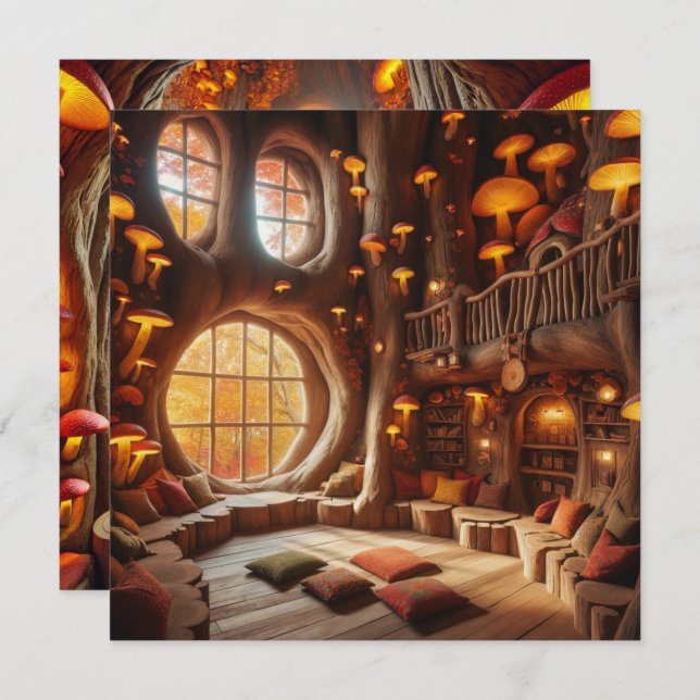 Convites Scrapbook de Árvore Hollow de outono Imprimível (Frente/Verso)