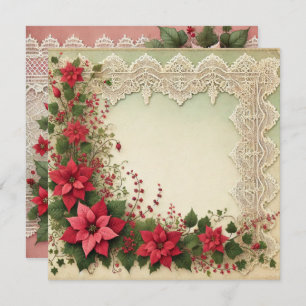 Convites Scrapbook de Frame de Poinsettia de Lace Imprimíve