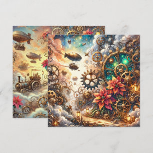 Convites Scrapbook Whimsical Steampunk Poinsettia