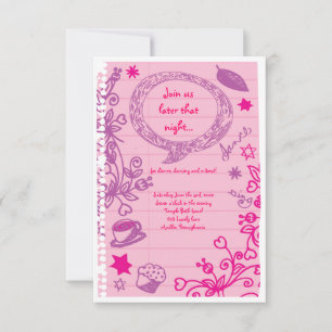 Convites SCRIBBLES na placa do partido Bat Mitzvah NOTEPAPE
