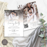Convites Script 2 Fotos Sobreposição QR Festa Noite de Casa<br><div class="desc">Roteiro 2 Fotos Sobrepor Festa de Noite de Casamento QR. Disponível digitalmente e impresso. Adicione seu código QR ao seu site de casamento no verso para que seus convidados possam RSVP e ver todos os detalhes on-line sem a necessidade de gabinetes separados. Uma tipografia informal em preto para o Partido...</div>