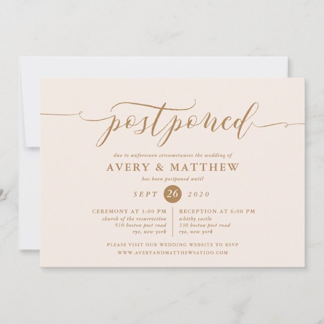 Convites Script Adiado à Cerimônia de Casamento e Recepção (Frente)