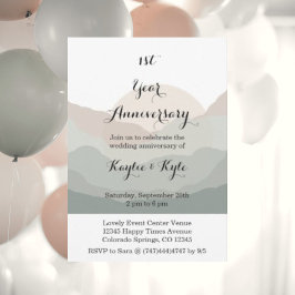 Convites Script Boho Aquarela Montanha 1º Aniversário 