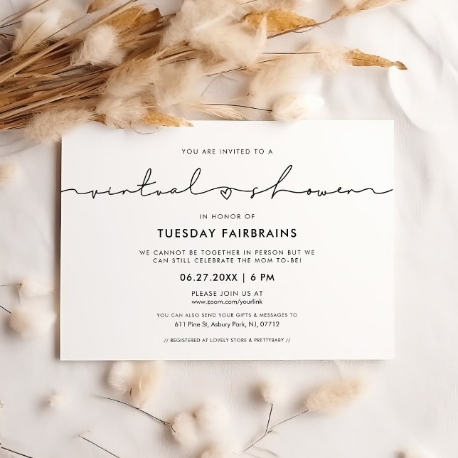 Convites Script branco cômico chá de fraldas virtual (Criador carregado)