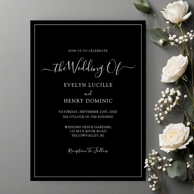 Convites Script Branco do eterno no Casamento Minimalista N (Criador carregado)