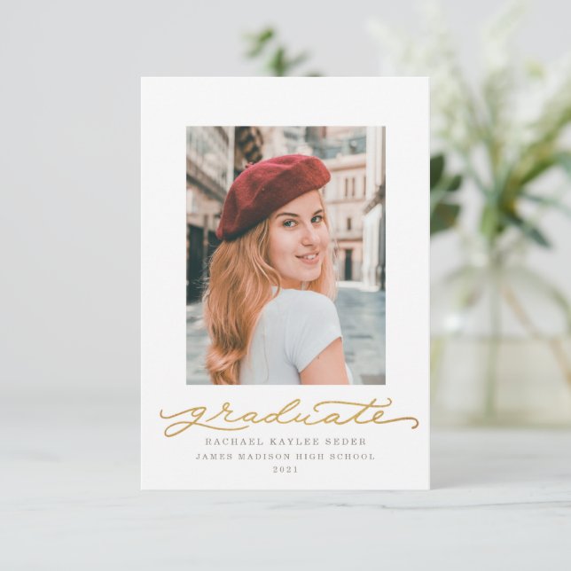 Convites Script branco e Dourado do Milênio (Em pé/Frente)