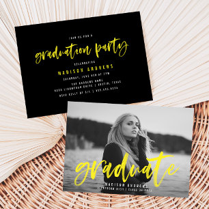 Convites Script Bruch Moderno em Amarelo Festa de formatur
