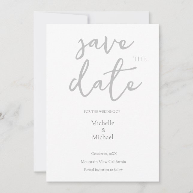 Convites Script Calliographic Wedding Modern Save the Date (Frente)