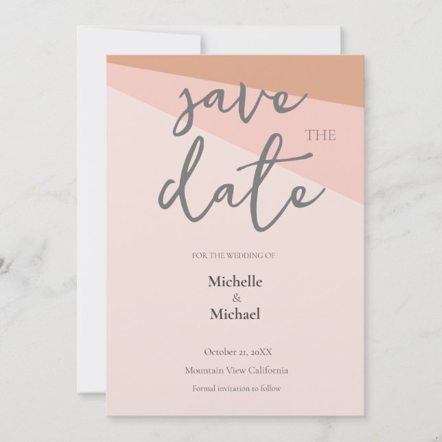 Convites Script Calliographic Wedding Modern Save the Date (Frente)