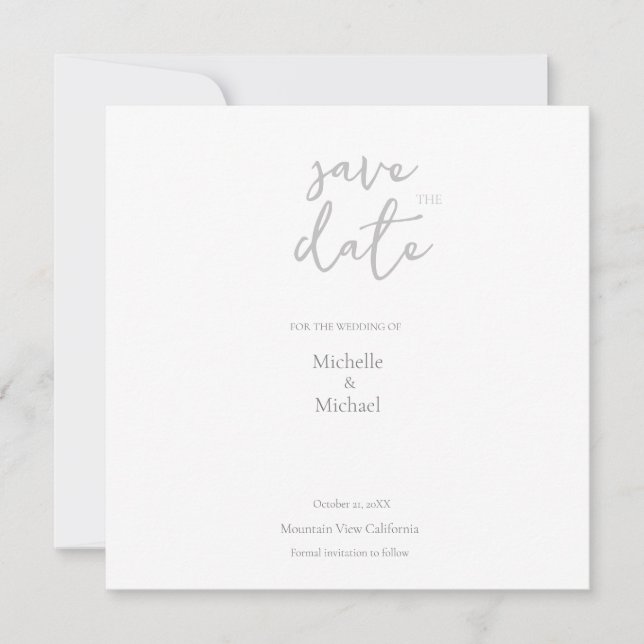 Convites Script Calliographic Wedding Modern Save the Date (Frente)