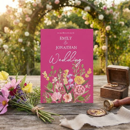 Convites script casamento flores silvestres brilhantes e ou