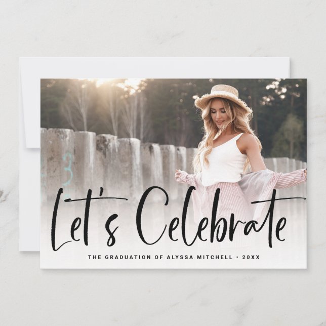 Convites Script Casual Preto | Duas Festas de formatura fot (Frente)