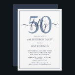 Convites Script Clássico Azul do Marinho de 50 anos<br><div class="desc">Celebre o grande estilo 5-0! Leve a sua celebração de aniversário para o próximo nível com este Convite formal de Script Clássico Azul do 50º aniversário do Marinho de aniversário. Com uma caixa de texto azul Marinho clássica sobre fundo branco, detalhes personalizados podem ser incluídos em uma caligrafia moderna com...</div>