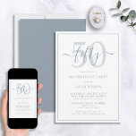 Convites Script Clássico Azul Dusty 50º Aniversário Formal<br><div class="desc">Celebre o grande estilo 5-0! Leve a sua celebração de aniversário para o próximo nível com este Convite formal de Script Clássico Azul Dusty 50º aniversário. Com uma clássica caixa de texto azul empoeirada sobre fundo branco, detalhes personalizados podem ser incluídos em uma caligrafia moderna, escrita à mão. Adicione um...</div>