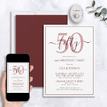 Convites Script Clássico de 50º Aniversário da Burgundy<br><div class="desc">Celebre o grande estilo 5-0! Leve a sua celebração de aniversário para o próximo nível com este Convite formal de Script Clássico de 50º aniversário da Burgundy. Com uma caixa de texto clássica e burgundy sobre fundo branco, detalhes personalizados podem ser incluídos em uma caligrafia moderna, escrita à mão. Adicione...</div>