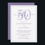 Convites Script clássico de Lavanda Lilac de aniversário 50<br><div class="desc">Celebre o grande estilo 5-0! Leve a sua celebração de aniversário para o próximo nível com este Convite formal de Script Clássico de Lavanda Lilac de 50º aniversário. Com uma caixa de texto clássica de lavanda lilás sobre fundo branco, detalhes personalizados podem ser incluídos em uma caligrafia moderna, escrita à...</div>