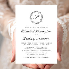 Convites Script clássico em branco e preto