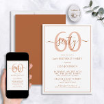 Convites Script clássico Terracotta de 60º aniversário<br><div class="desc">Celebre o grande estilo 6-0! Leve a sua celebração de aniversário para o próximo nível com este 60º Convite de Script Clássico de Aniversário Terracotta. Com uma caixa de texto típica de terracota em fundo branco, detalhes personalizados podem ser incluídos em uma caligrafia moderna, escrita à mão. Adicione um pouco...</div>