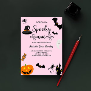 Convites Script com Heart Spooky One Halloween Birthday