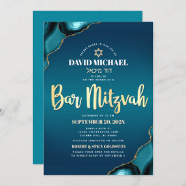 Convites Script de Agate de Ombre de Turquoise do Bar de Có