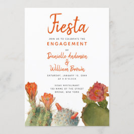 Convites Script de Aquarelas do noivado Fiesta Cactus Flowe