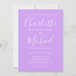 Convites Script de Assinatura Casamento Chic Lavanda Lilás