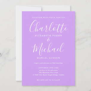 Convites Script de Assinatura Casamento Chic Lavanda Lilás