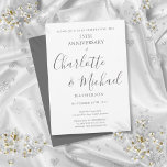 Convites Script de Assinatura de Aniversário de Casamento d<br><div class="desc">Apresentando nomes de assinatura de script prateado. Personalize com sua informação especial de vinte e cinco anos de aniversário de prata em carta chic. Projetado por Thisnotme©</div>