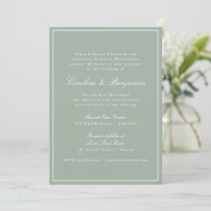 Convites Script de Borda Clássica Elegante Casamento Sage R
