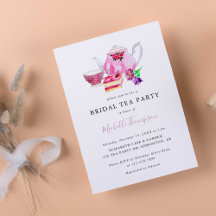 Script de bule de chá rosa de festa de Chá de pane