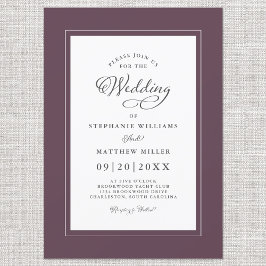 Convites Script de Caligrafia Chic de Casamento Roxo Elegan