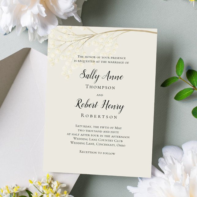 Convites Script de Caligrafia Clássica Verde Elegante Sage (Simple and elegant sage green and cream foliage wedding invitation.)