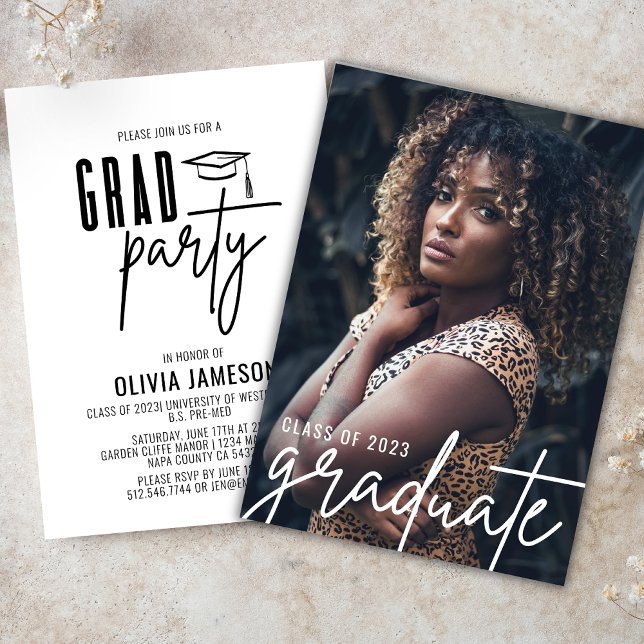 Convites Script de Caligrafia de Graduação Moderna | Festa  (Criador carregado)