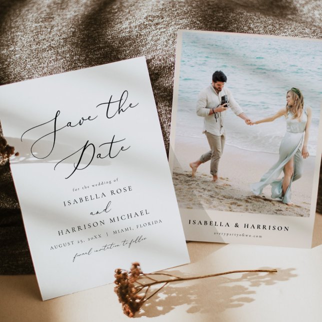 Convites Script de Caligrafia Elegante EVELYN Salve a Data (Criador carregado)