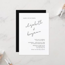 Convites Script de Caligrafia Simples e Elegante para Casam