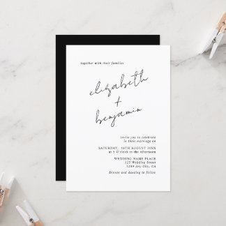 Convites Script de Caligrafia Simples e Elegante para Casam
